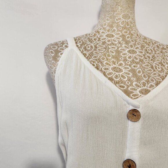 Carol Rose Women's Size S/M White Sleeveless Gauze Button Front Maxie Dress Boho - Picture 4 of 15